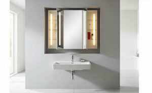 Moderne Waschtischkombination mit beleuchtetem Spiegel