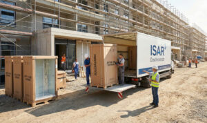 Lieferung von Duschkabinen auf Baustelle